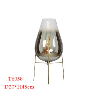 Smoke Glass Bedroom Bedside Table Lamp