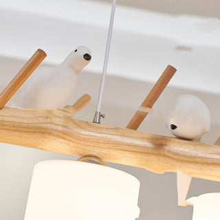 Led Bird Chandelier Japanese Log Lighting