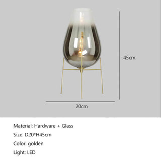 Smoke Glass Bedroom Bedside Table Lamp