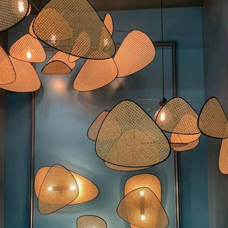 Wooden Rattan Chandelier