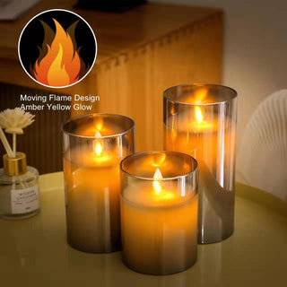 USB Rechargeable LED Flameless Pillar Candle set