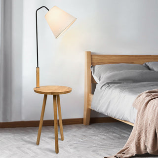 Modern Minimalist Wooden Coffee Table Floor Lamp