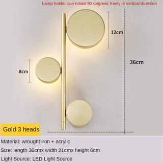 Quad lit Rotating Gold Wall Lamp