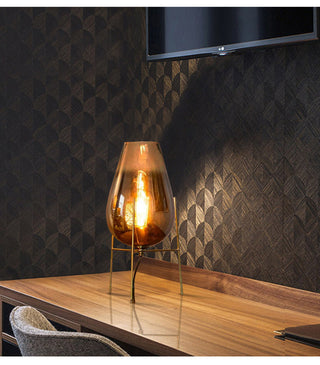 Smoke Glass Bedroom Bedside Table Lamp